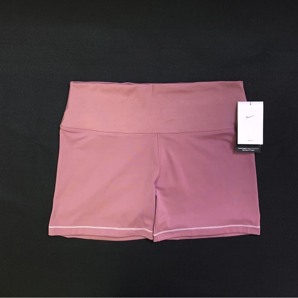 NIKE One Rib Dri-FIT High Waisted Ribbed Biker Shorts — Women’s XXL — Pink - NWT